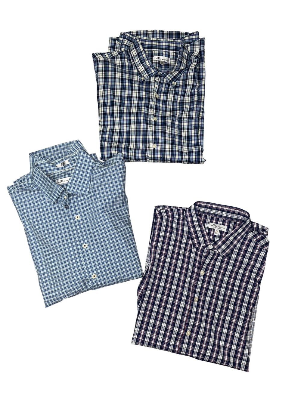 Peter Millar Shirt Mens XL Multicolor Plaid Button Front Summer Comfort Lot of 3
